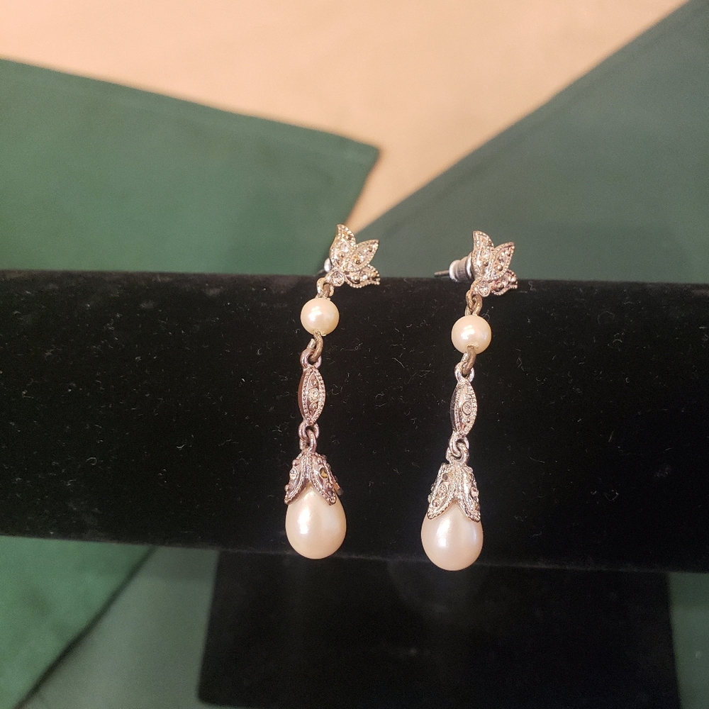 Elegant Silver and Pearl Drop Earrings